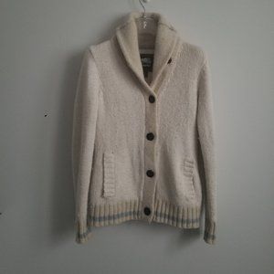 Roots Canada Cardigan cream wool shawl collar sz S